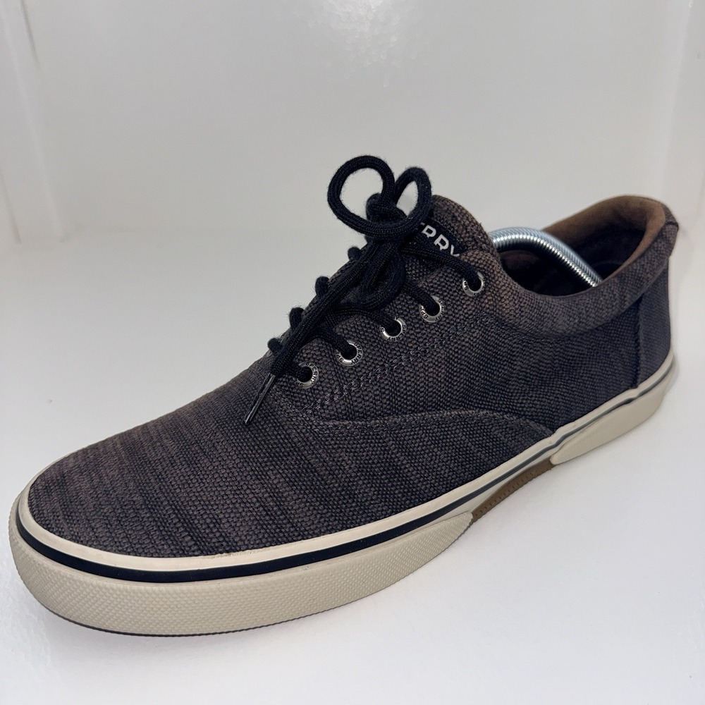 Sperry Halyard CVO Baja Charcoal Gray Canvas Sneakers Memory Foam Men's Size 12